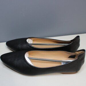 Women's Pointed Toe Leather Ballet Flats - US6
